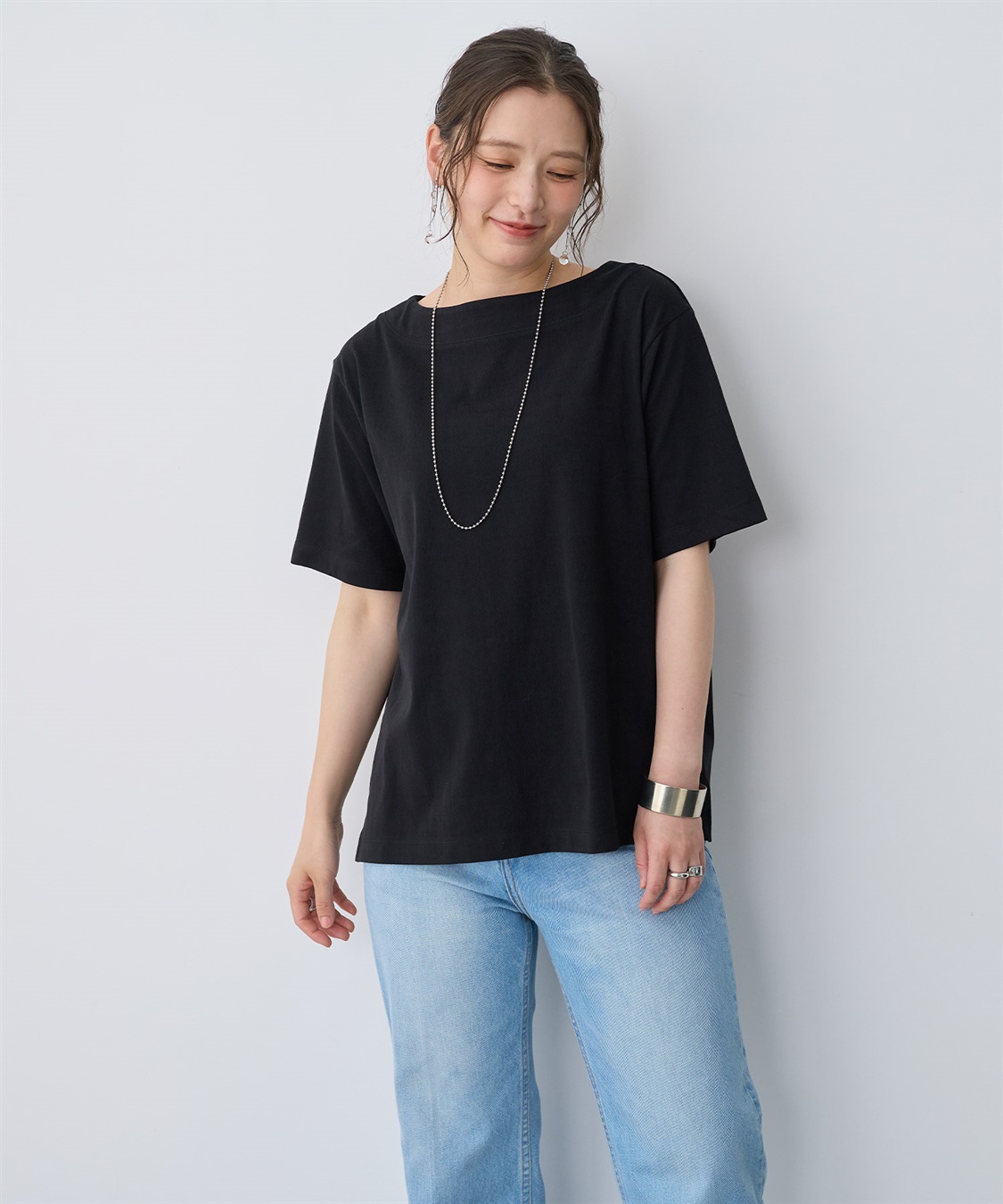 anyfee 【anyfee/プラスサイズ】接触冷感・ボートネックTシャツ_sub_17