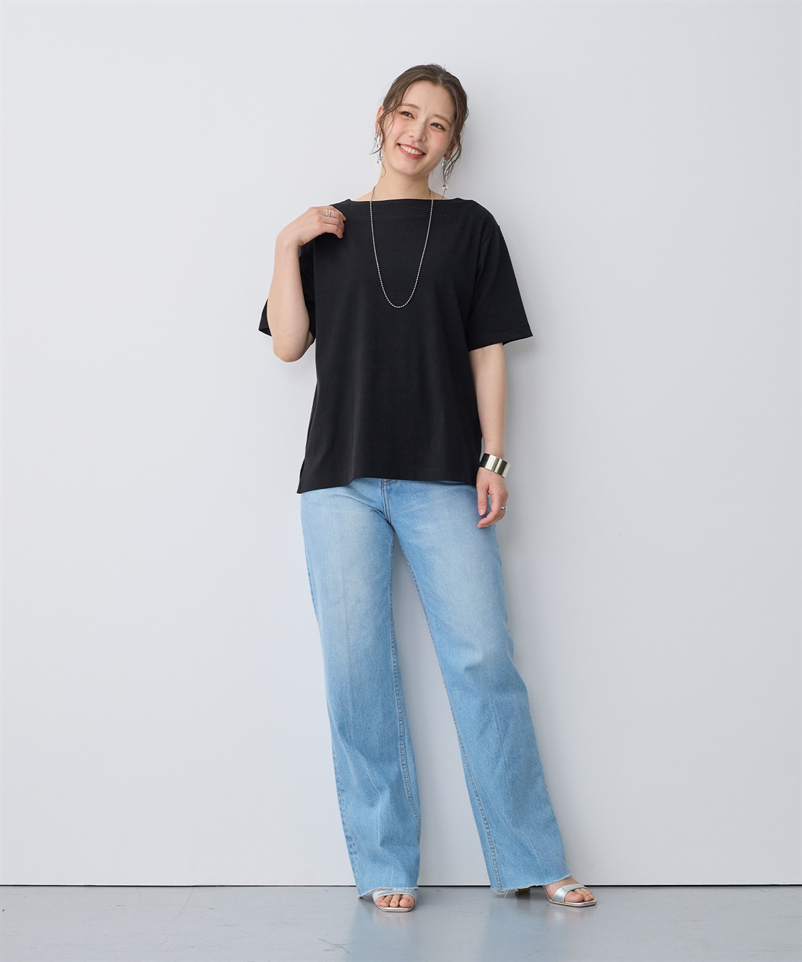 anyfee 【anyfee/プラスサイズ】接触冷感・ボートネックTシャツ_sub_22