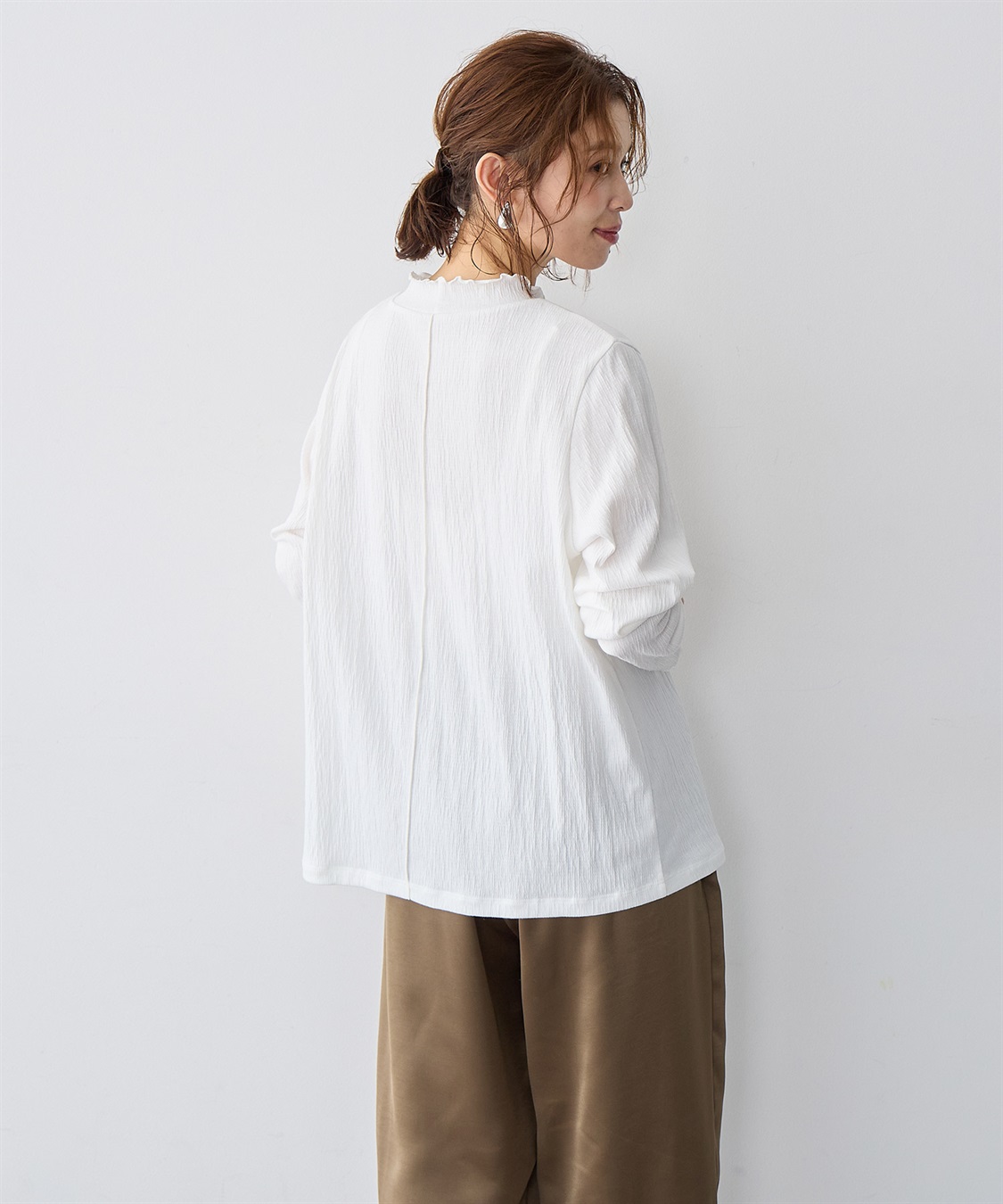 Life Style by cross marche 【anyfee/大きいサイズ】楊柳メロープチハイネックトップス_sub_4