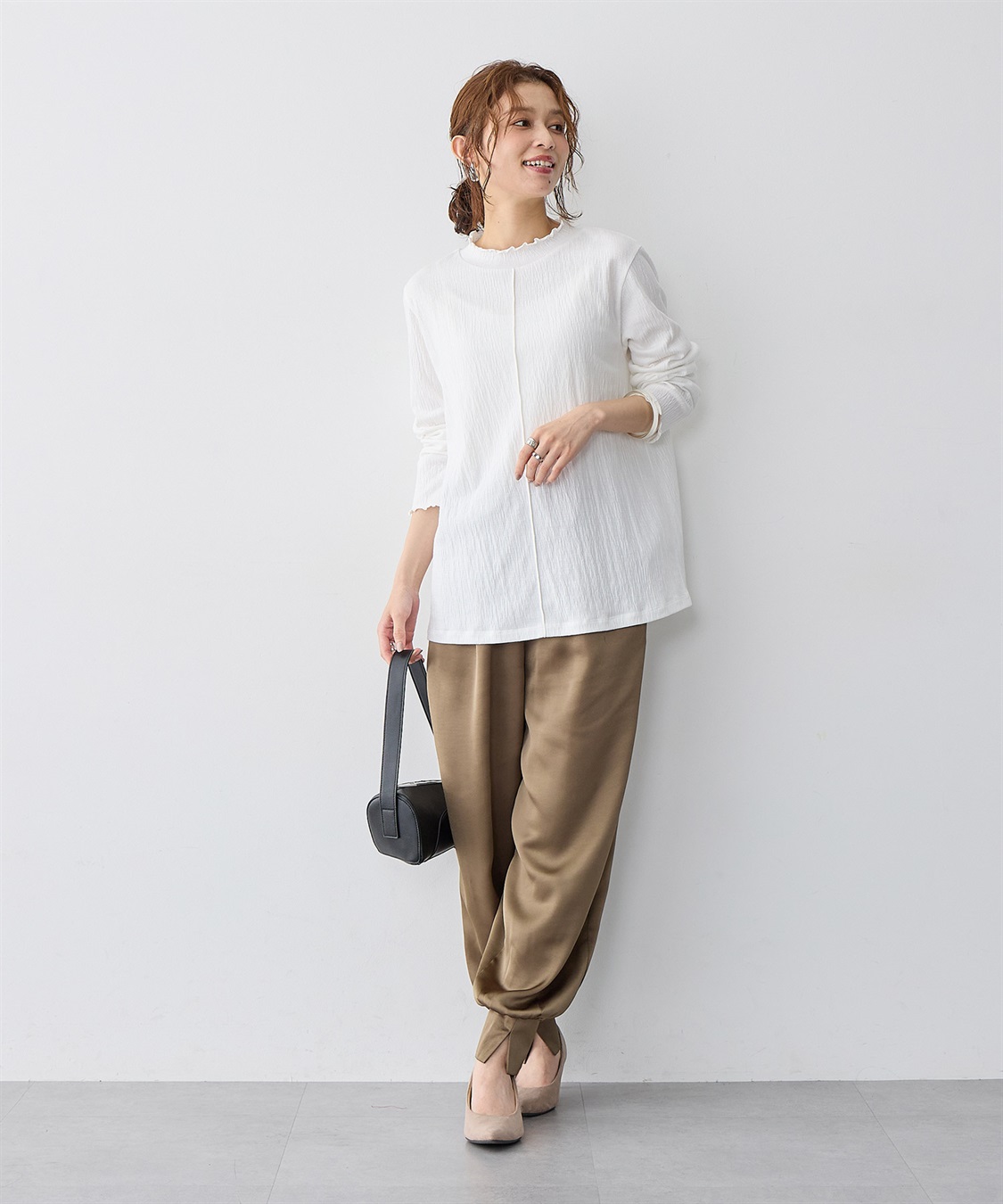 Life Style by cross marche 【anyfee/大きいサイズ】楊柳メロープチハイネックトップス_sub_5