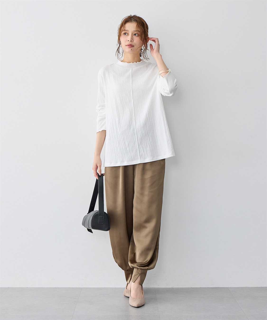 Life Style by cross marche 【anyfee/大きいサイズ】楊柳メロープチハイネックトップス_sub_6