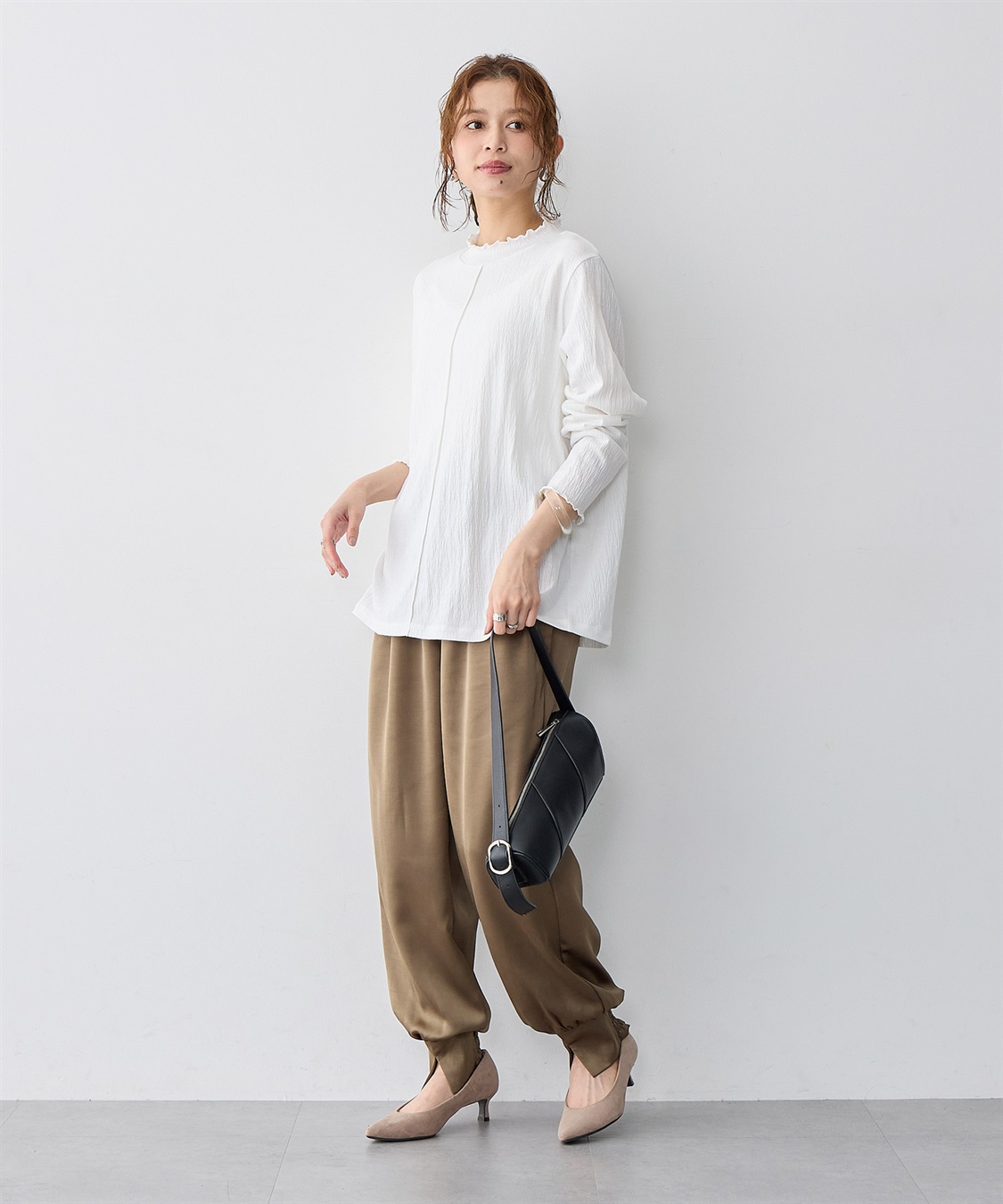 Life Style by cross marche 【anyfee/大きいサイズ】楊柳メロープチハイネックトップス_sub_8