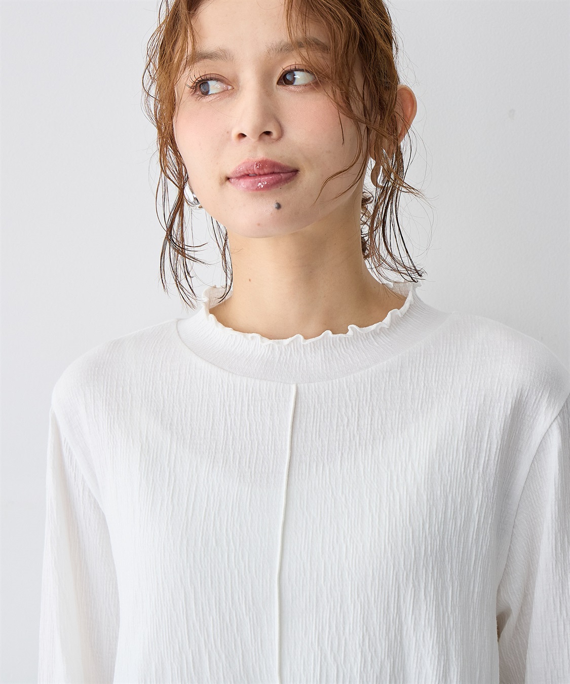 Life Style by cross marche 【anyfee/大きいサイズ】楊柳メロープチハイネックトップス_sub_9