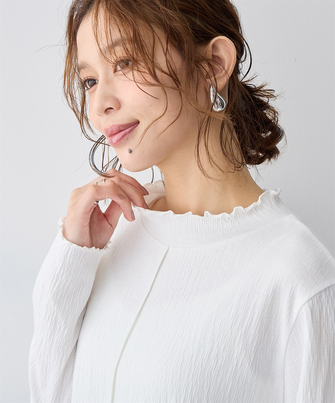 Life Style by cross marche 【anyfee/大きいサイズ】楊柳メロープチハイネックトップス_sub_11