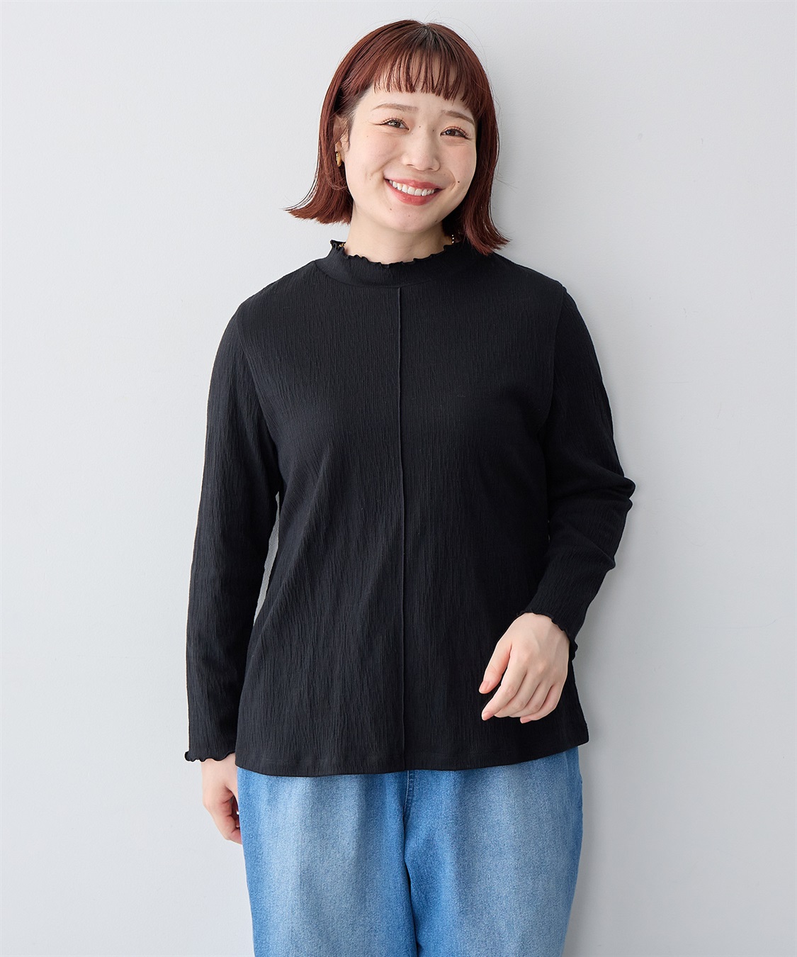 Life Style by cross marche 【anyfee/大きいサイズ】楊柳メロープチハイネックトップス_sub_12