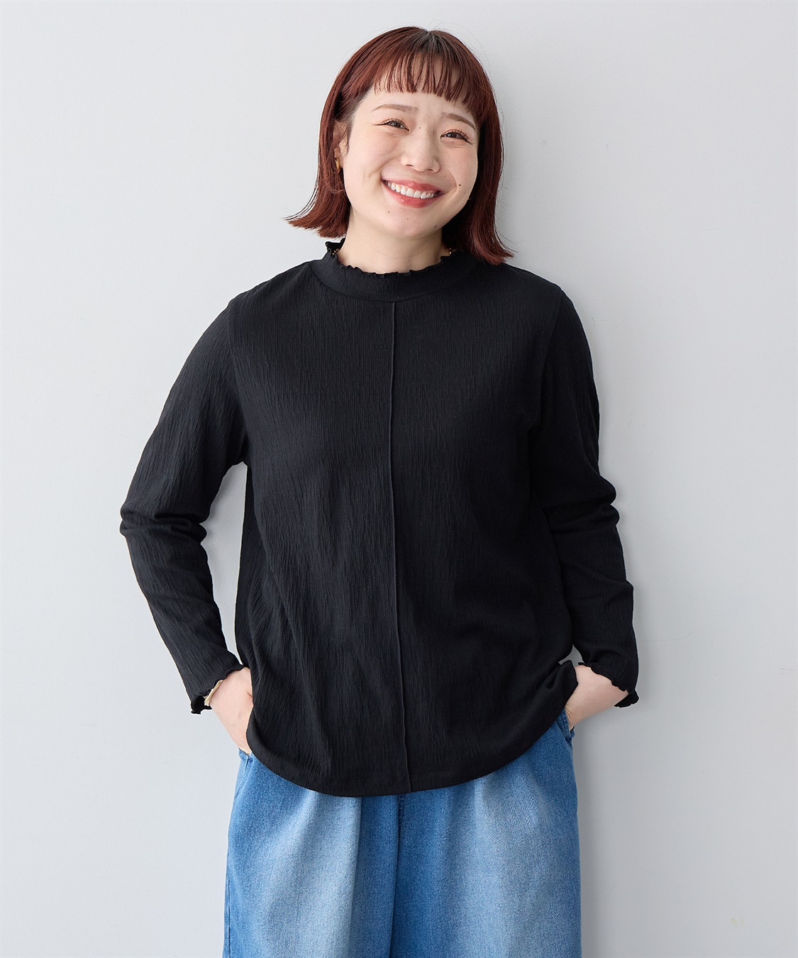 Life Style by cross marche 【anyfee/大きいサイズ】楊柳メロープチハイネックトップス_sub_13