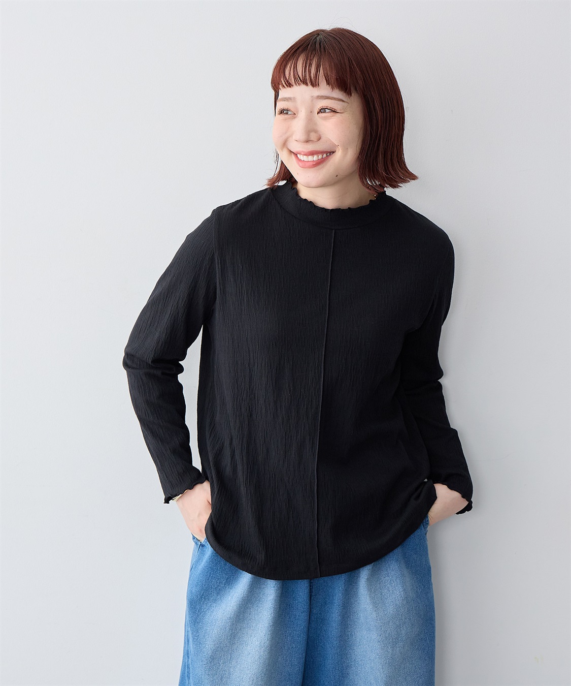 Life Style by cross marche 【anyfee/大きいサイズ】楊柳メロープチハイネックトップス_sub_14