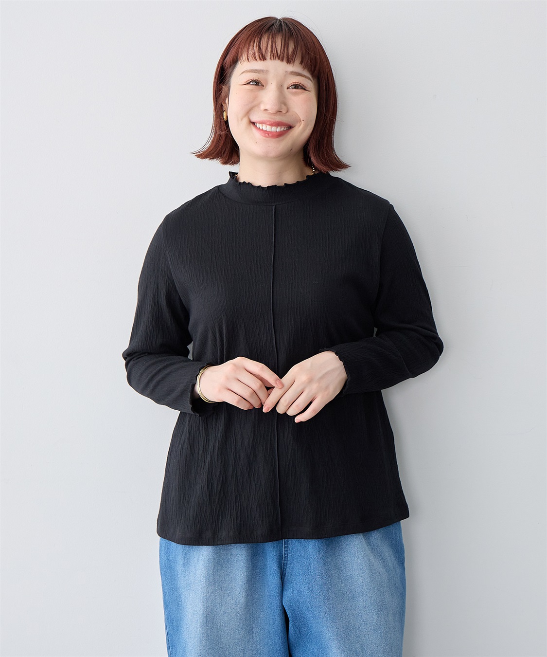 Life Style by cross marche 【anyfee/大きいサイズ】楊柳メロープチハイネックトップス_sub_15