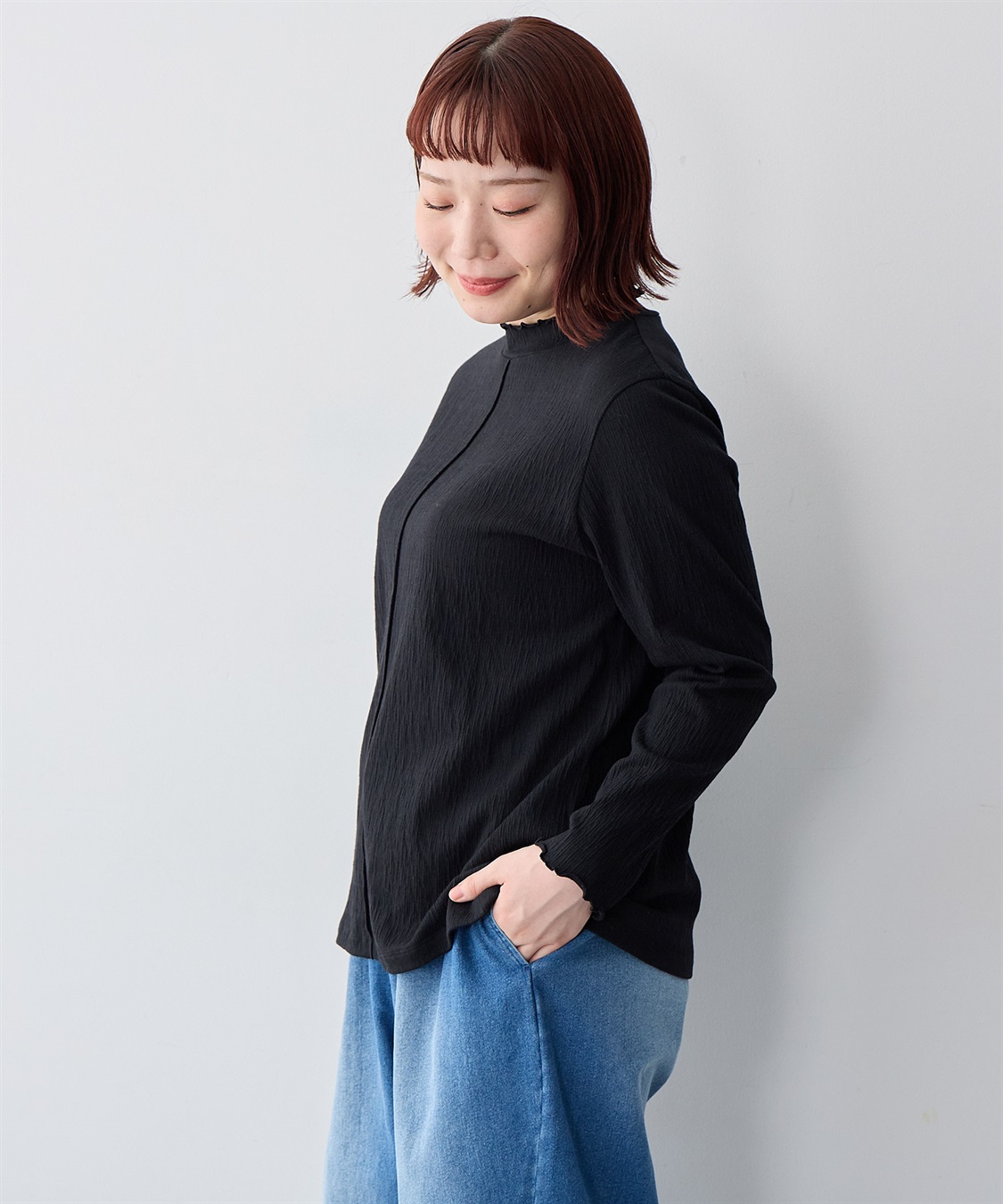 Life Style by cross marche 【anyfee/大きいサイズ】楊柳メロープチハイネックトップス_sub_16