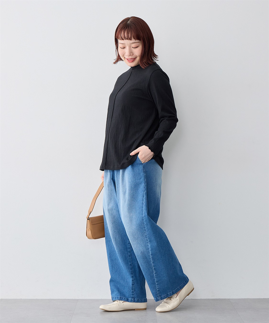 Life Style by cross marche 【anyfee/大きいサイズ】楊柳メロープチハイネックトップス_sub_20