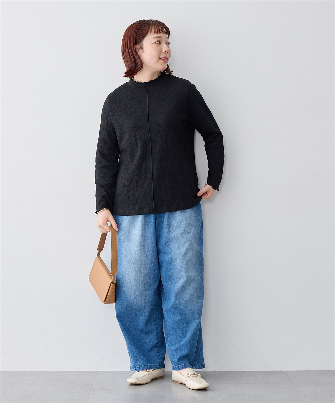 Life Style by cross marche 【anyfee/大きいサイズ】楊柳メロープチハイネックトップス_sub_23