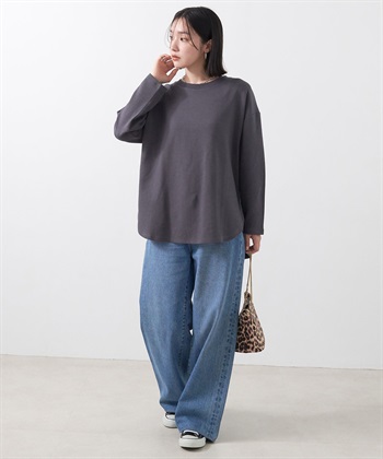 Life Style by cross marche 【anyfee/大きいサイズ】ダブルジャージー裾ラウンドクルーネックロンT_subthumb_9