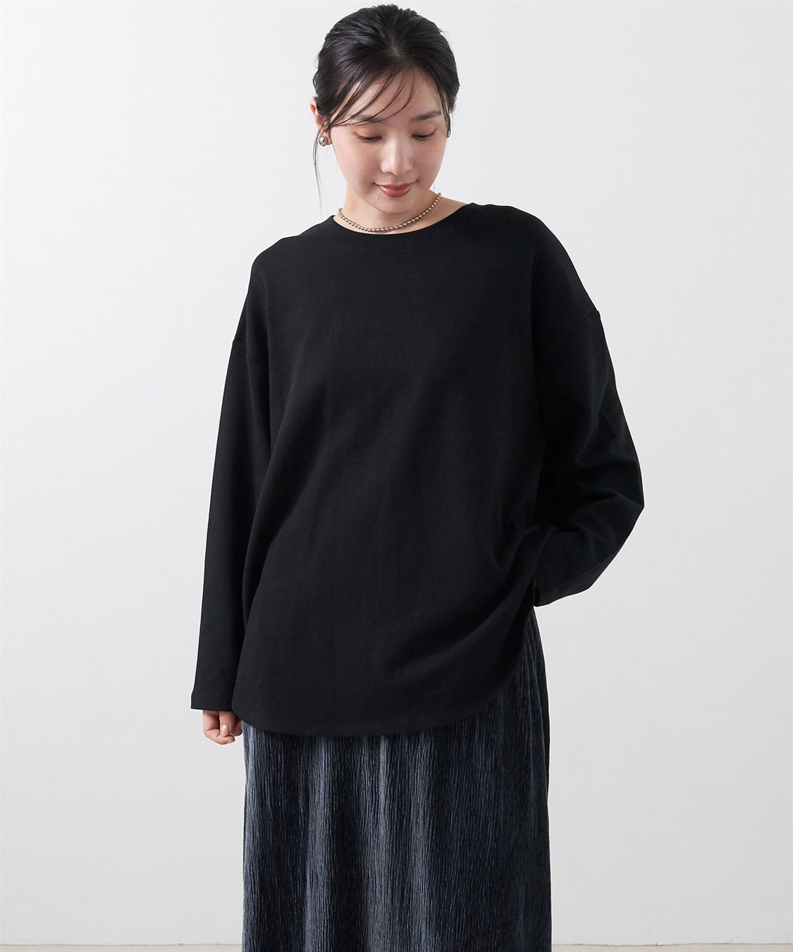 Life Style by cross marche 【anyfee/大きいサイズ】ダブルジャージー裾ラウンドクルーネックロンT_sub_11