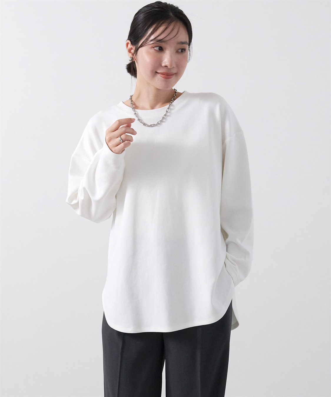 Life Style by cross marche 【anyfee/大きいサイズ】ダブルジャージー裾ラウンドクルーネックロンT_sub_17