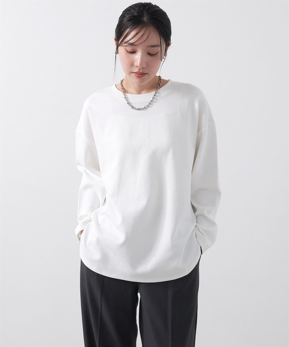 Life Style by cross marche 【anyfee/大きいサイズ】ダブルジャージー裾ラウンドクルーネックロンT_sub_18