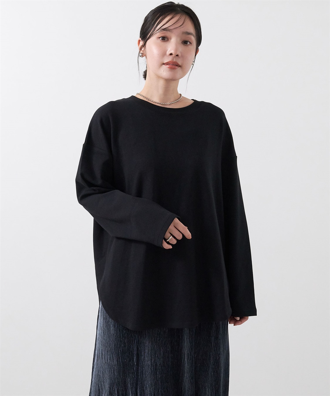 Life Style by cross marche 【anyfee/大きいサイズ】ダブルジャージー裾ラウンドクルーネックロンT_sub_28