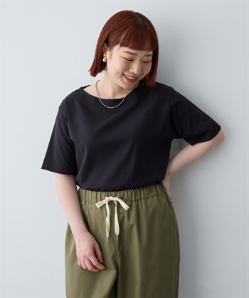 anyfee 【anyfee/大きいサイズ】着てサラ汗じみ防止ボートネックTシャツ《接触冷感・吸水速乾》（2026SS）_subthumb_1