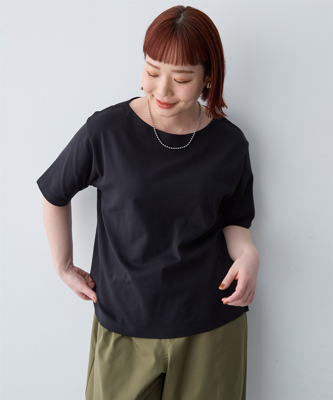 anyfee 【anyfee/大きいサイズ】着てサラ汗じみ防止ボートネックTシャツ《接触冷感・吸水速乾》（2026SS）_sub_9