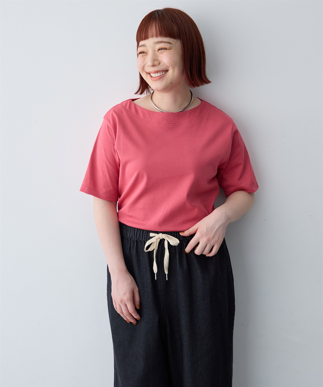 anyfee 【anyfee/大きいサイズ】着てサラ汗じみ防止ボートネックTシャツ《接触冷感・吸水速乾》（2026SS）_sub_14