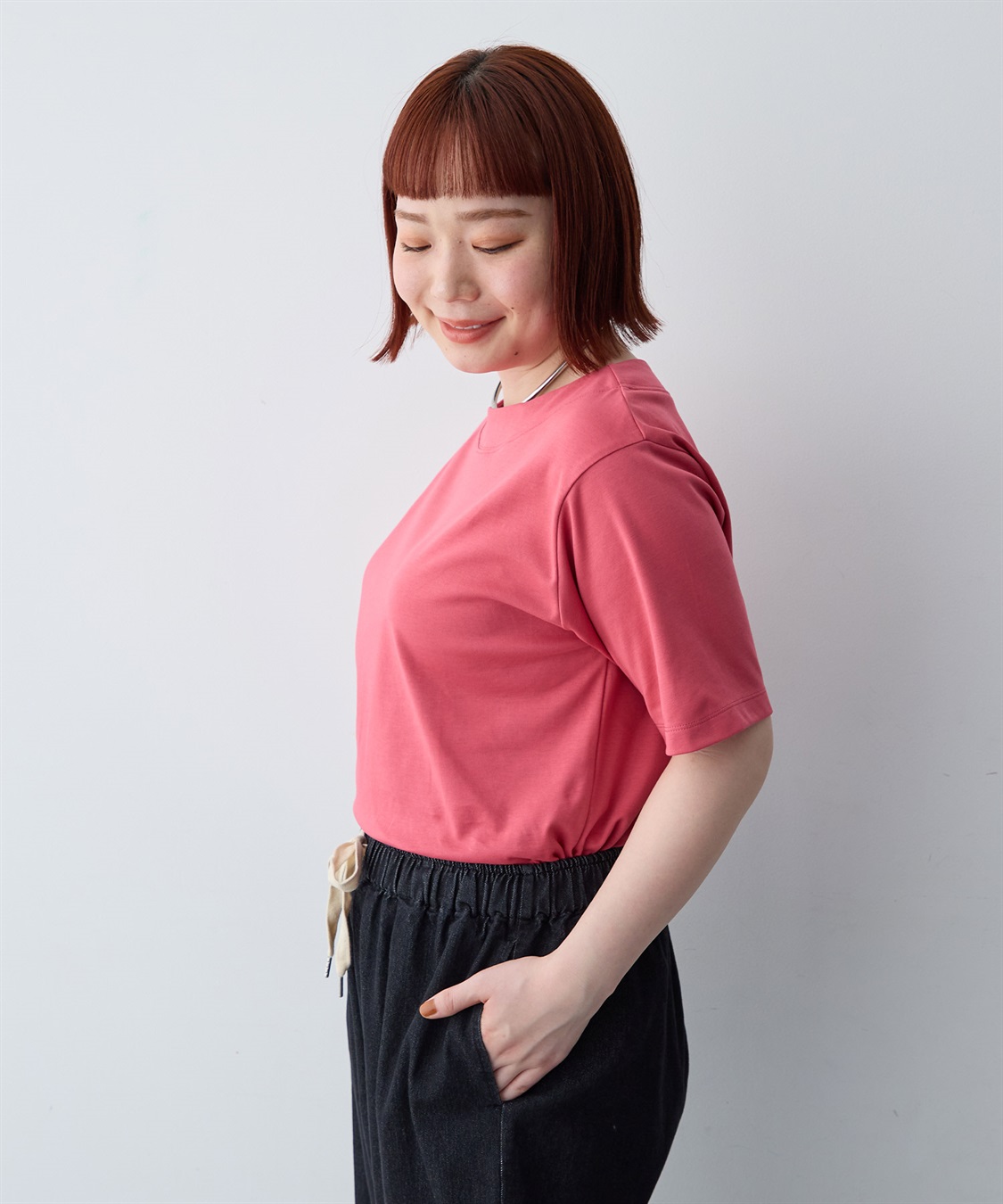 anyfee 【anyfee/大きいサイズ】着てサラ汗じみ防止ボートネックTシャツ《接触冷感・吸水速乾》（2026SS）_sub_15