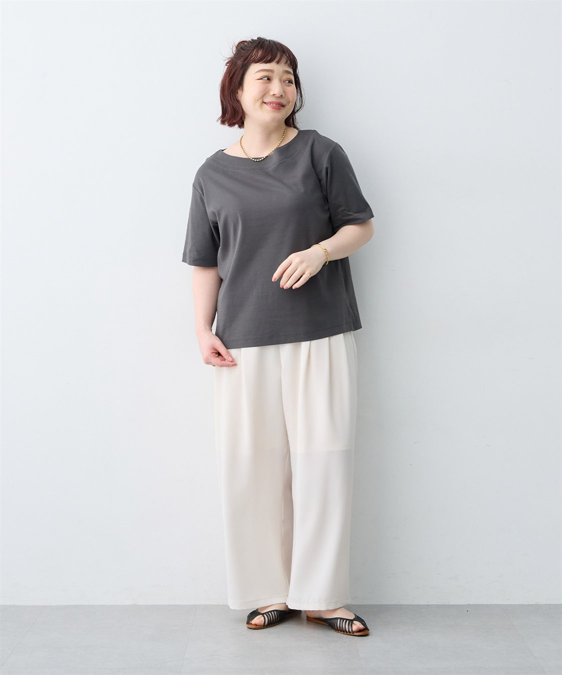 anyfee 【anyfee/大きいサイズ】着てサラ汗じみ防止ボートネックTシャツ《接触冷感・吸水速乾》（2026SS）_sub_26