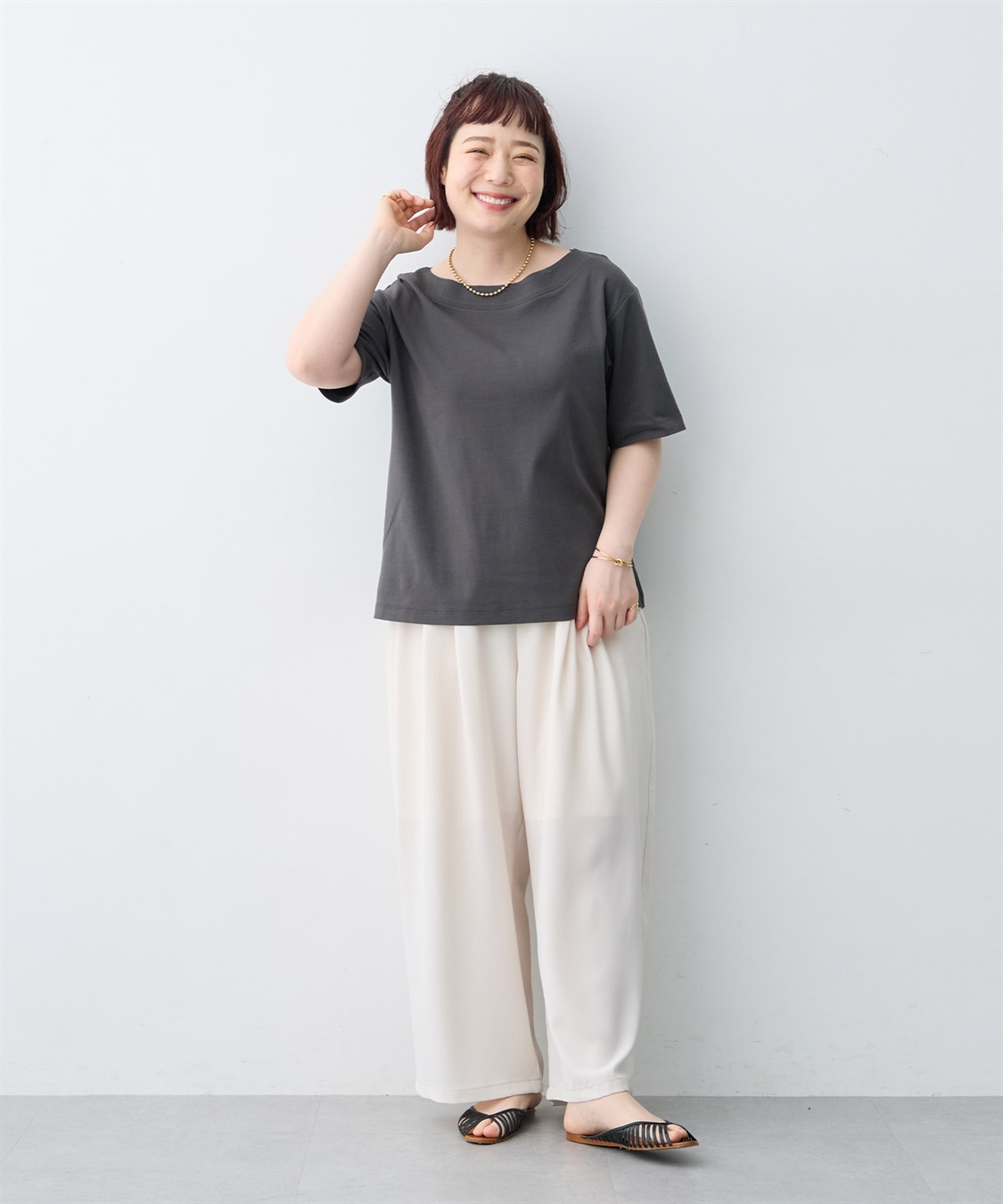 anyfee 【anyfee/大きいサイズ】着てサラ汗じみ防止ボートネックTシャツ《接触冷感・吸水速乾》（2026SS）_sub_27