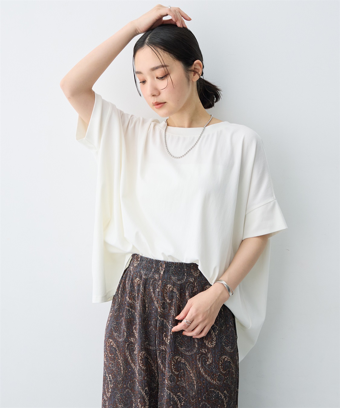 anyfee 【anyfee/大きいサイズ】着てサラ接触冷感バックタックフレアTシャツ/チュニック_sub_1
