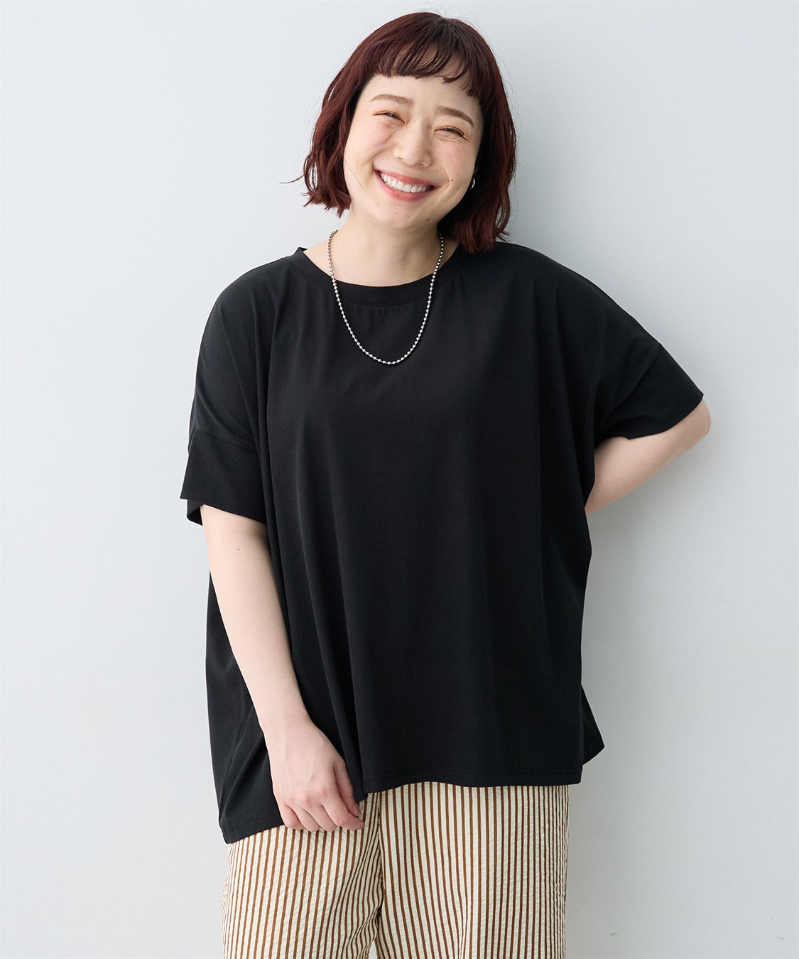 anyfee 【anyfee/大きいサイズ】着てサラ接触冷感バックタックフレアTシャツ/チュニック_sub_2