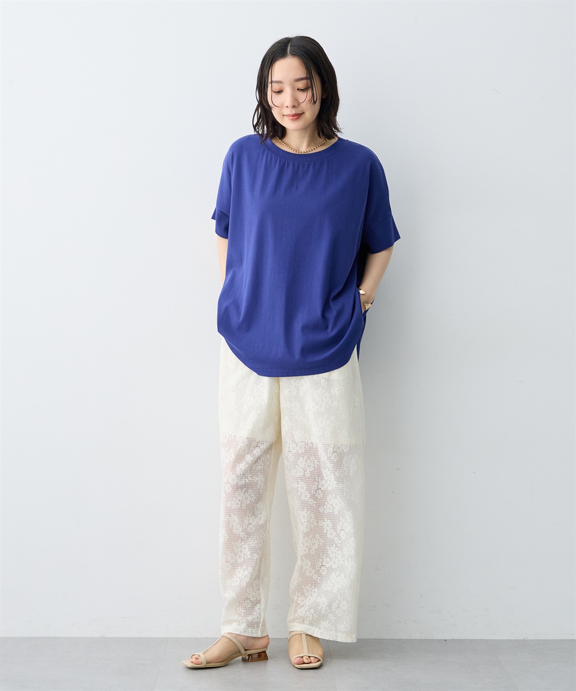 anyfee 【anyfee/大きいサイズ】着てサラ接触冷感バックタックフレアTシャツ/チュニック_sub_5