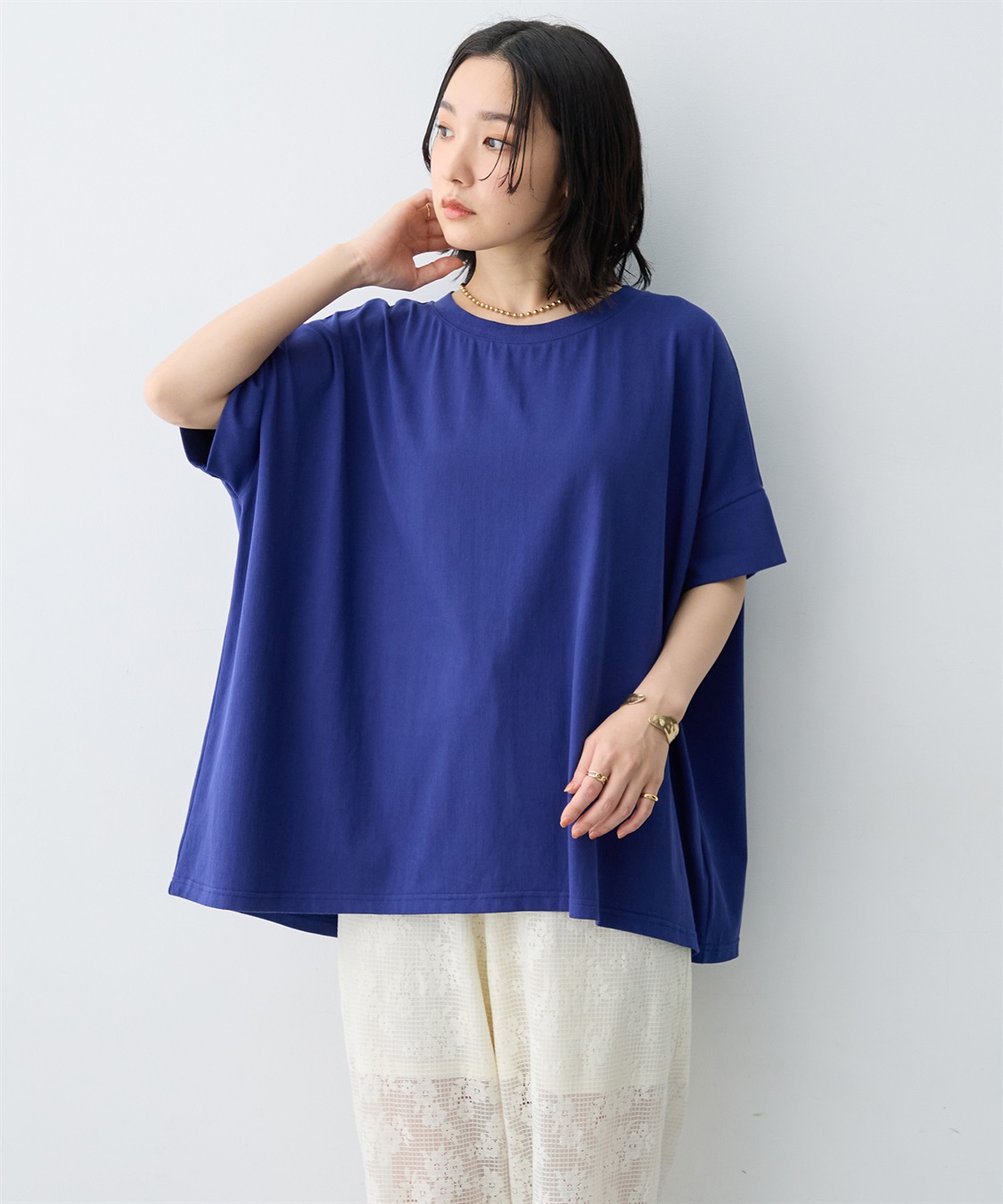 anyfee 【anyfee/大きいサイズ】着てサラ接触冷感バックタックフレアTシャツ/チュニック_sub_7
