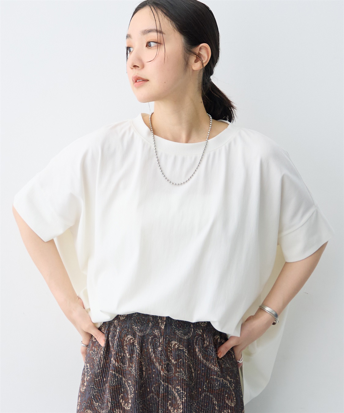 anyfee 【anyfee/大きいサイズ】着てサラ接触冷感バックタックフレアTシャツ/チュニック_sub_16