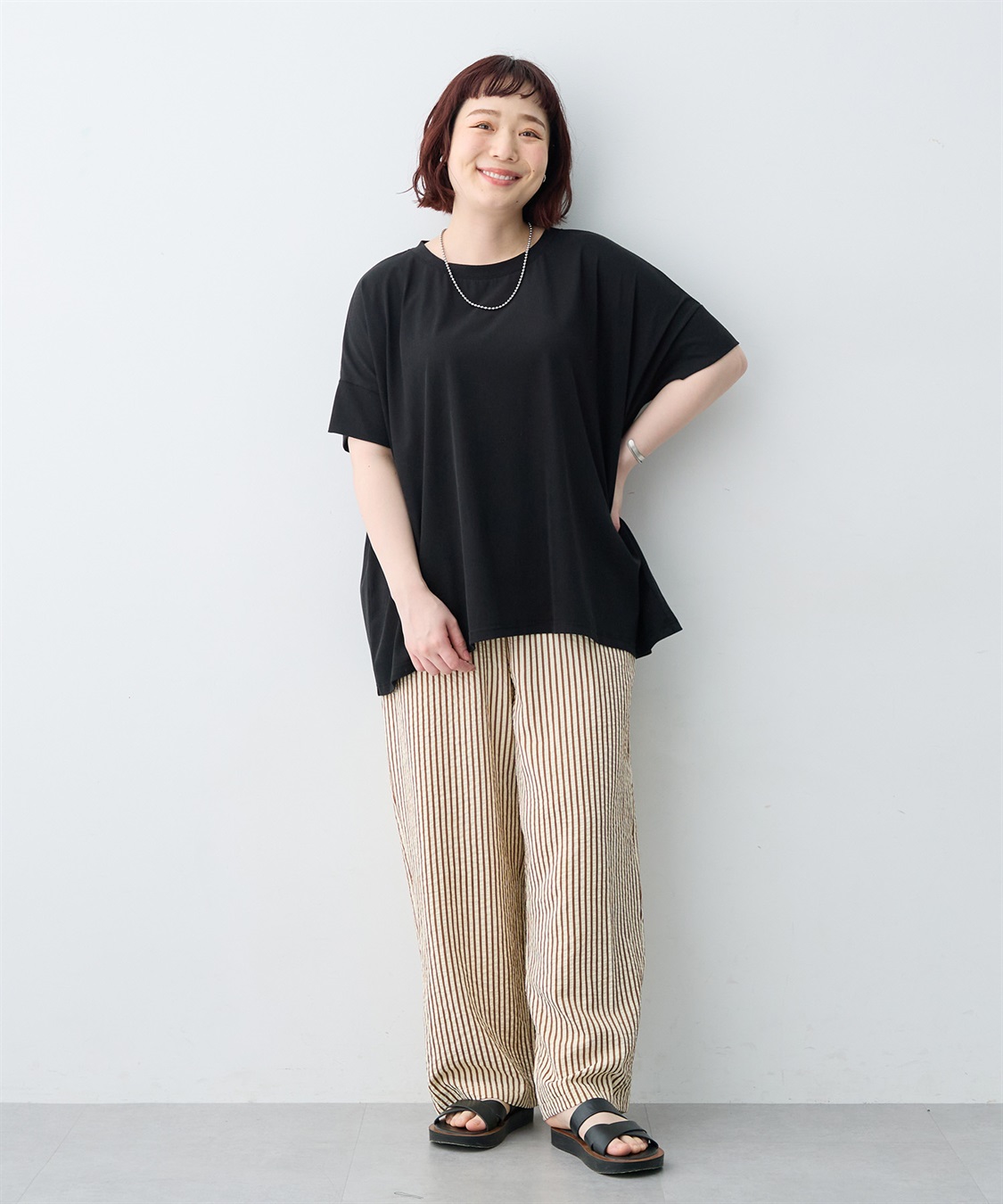 anyfee 【anyfee/大きいサイズ】着てサラ接触冷感バックタックフレアTシャツ/チュニック_sub_18