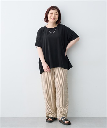 anyfee 【anyfee/大きいサイズ】着てサラ接触冷感バックタックフレアTシャツ/チュニック_subthumb_18