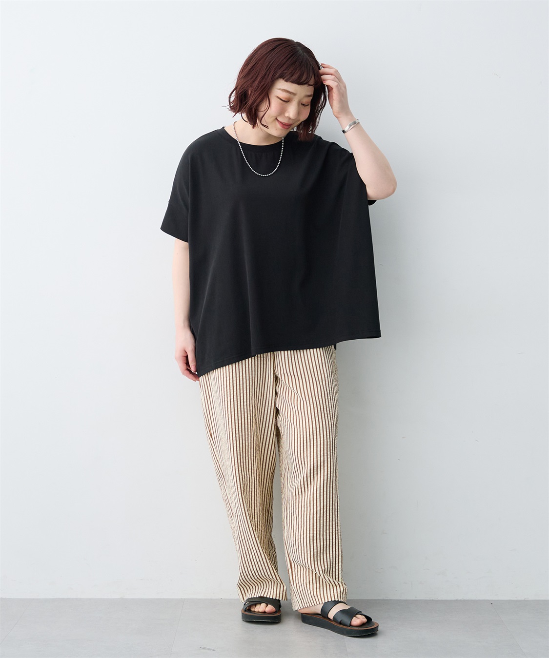 anyfee 【anyfee/大きいサイズ】着てサラ接触冷感バックタックフレアTシャツ/チュニック_sub_19
