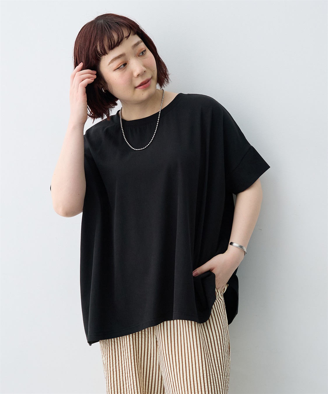 anyfee 【anyfee/大きいサイズ】着てサラ接触冷感バックタックフレアTシャツ/チュニック_sub_20
