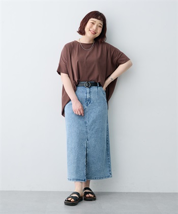 anyfee 【anyfee/大きいサイズ】着てサラ接触冷感バックタックフレアTシャツ/チュニック_subthumb_24