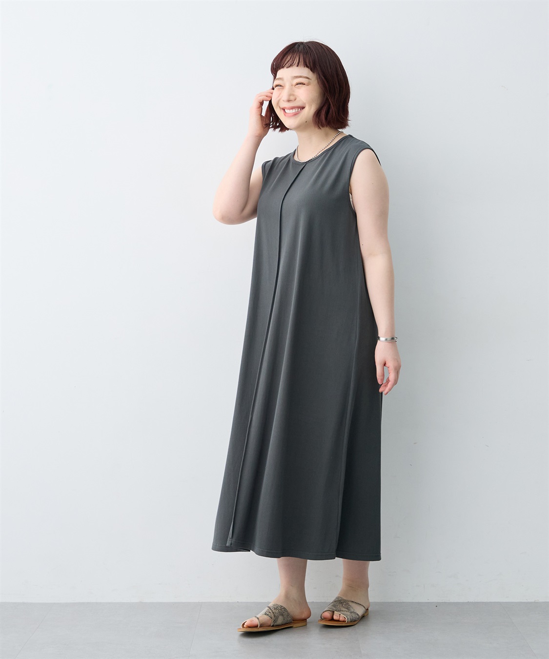 anyfee 【anyfee/大きいサイズ】接触冷感・多機能ベーシックノースリーブAラインワンピース_sub_15