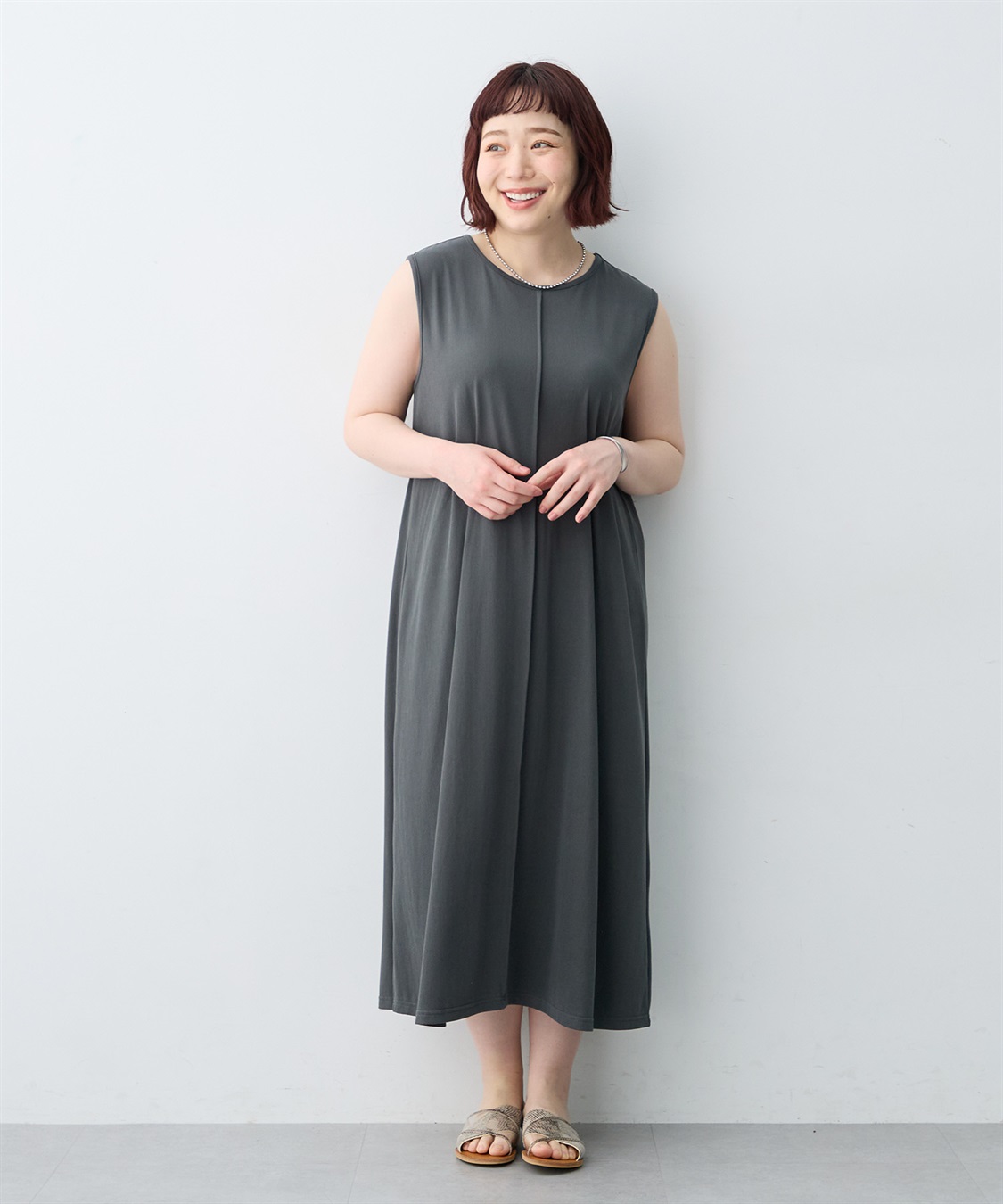 anyfee 【anyfee/大きいサイズ】接触冷感・多機能ベーシックノースリーブAラインワンピース_sub_18