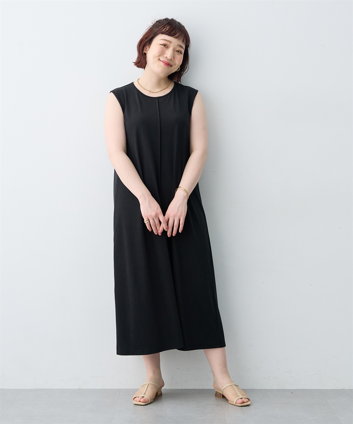 anyfee 【anyfee/大きいサイズ】接触冷感・多機能ベーシックノースリーブAラインワンピース_sub_22