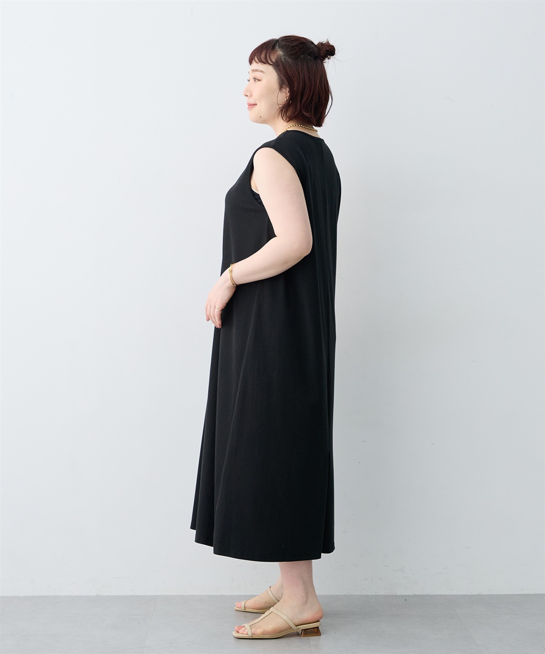 anyfee 【anyfee/大きいサイズ】接触冷感・多機能ベーシックノースリーブAラインワンピース_sub_23