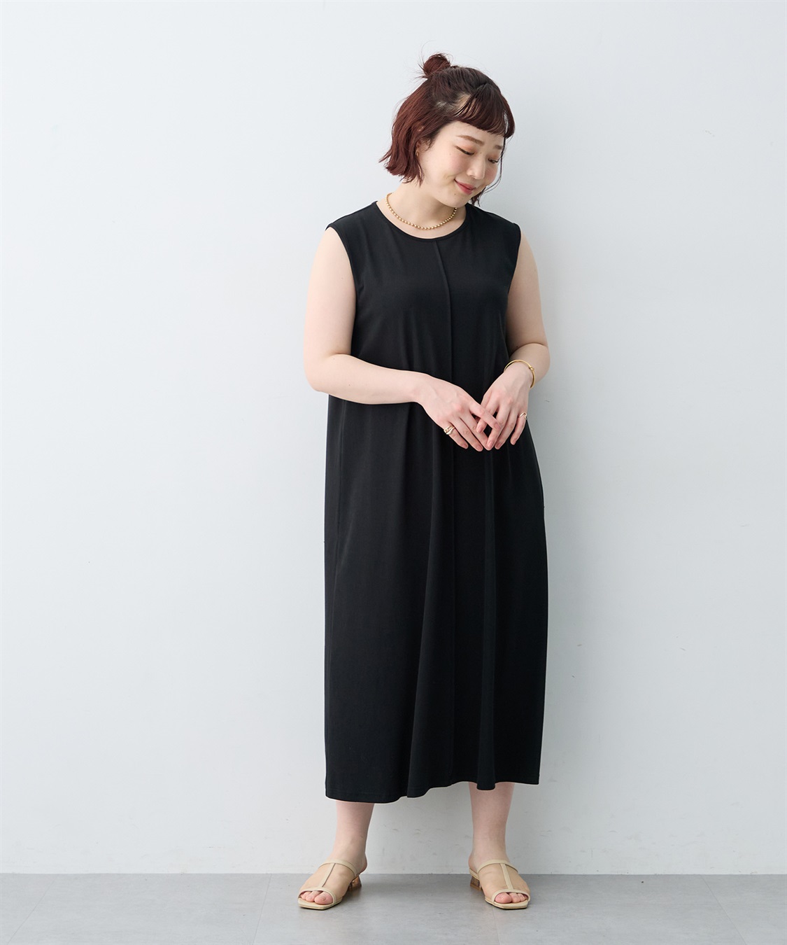 anyfee 【anyfee/大きいサイズ】接触冷感・多機能ベーシックノースリーブAラインワンピース_sub_27