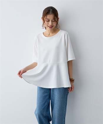 anyfee 【anyfee/大きいサイズ】着てサラなめらかポンチ素材ペプラムトップス/半袖Tシャツ《接触冷感・吸水速乾・UV対策》_subthumb_13