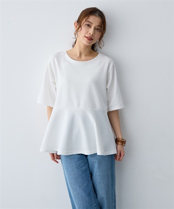 anyfee 【anyfee/大きいサイズ】着てサラなめらかポンチ素材ペプラムトップス/半袖Tシャツ《接触冷感・吸水速乾・UV対策》_subthumb_15