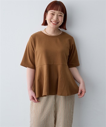 anyfee 【anyfee/大きいサイズ】着てサラなめらかポンチ素材ペプラムトップス/半袖Tシャツ《接触冷感・吸水速乾・UV対策》_subthumb_19