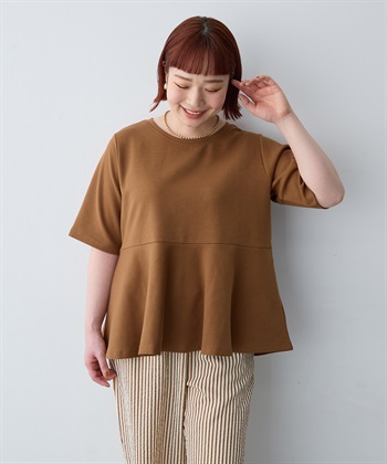anyfee 【anyfee/大きいサイズ】着てサラなめらかポンチ素材ペプラムトップス/半袖Tシャツ《接触冷感・吸水速乾・UV対策》_subthumb_20