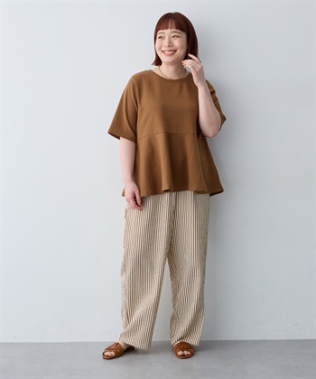 anyfee 【anyfee/大きいサイズ】着てサラなめらかポンチ素材ペプラムトップス/半袖Tシャツ《接触冷感・吸水速乾・UV対策》_subthumb_23