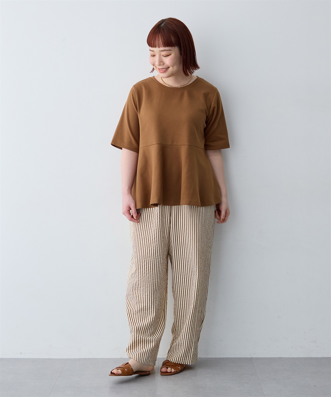 anyfee 【anyfee/大きいサイズ】着てサラなめらかポンチ素材ペプラムトップス/半袖Tシャツ《接触冷感・吸水速乾・UV対策》_sub_24