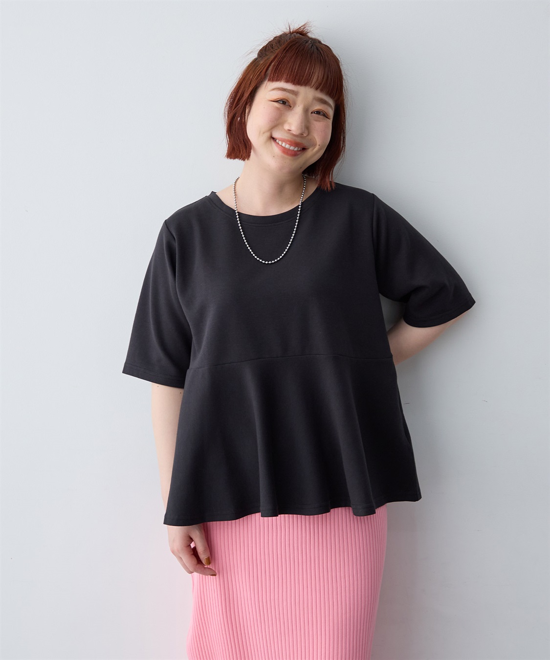 anyfee 【anyfee/大きいサイズ】着てサラなめらかポンチ素材ペプラムトップス/半袖Tシャツ《接触冷感・吸水速乾・UV対策》_sub_25