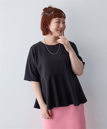 anyfee 【anyfee/大きいサイズ】着てサラなめらかポンチ素材ペプラムトップス/半袖Tシャツ《接触冷感・吸水速乾・UV対策》_subthumb_26