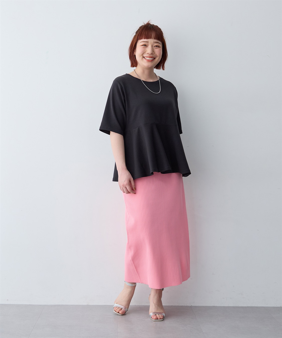anyfee 【anyfee/大きいサイズ】着てサラなめらかポンチ素材ペプラムトップス/半袖Tシャツ《接触冷感・吸水速乾・UV対策》_sub_28